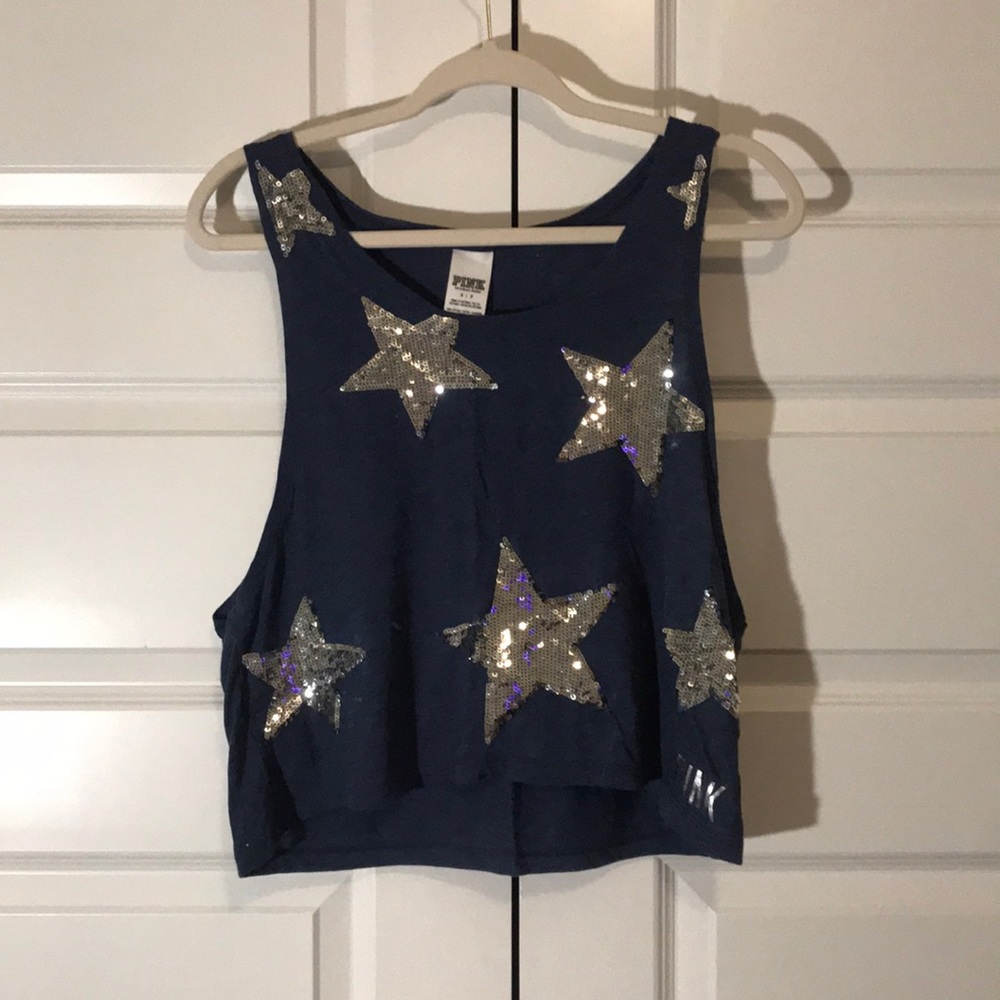 PINK Sequin Star Crop Top